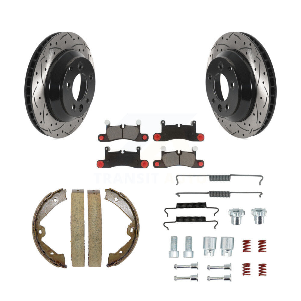 Disque arrière, Rotors percés et fendus, plaquettes en céramique, Kit de quincaillerie pour chaussures de stationnement pour