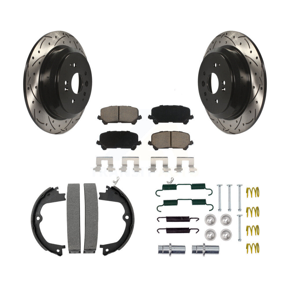 Disque arrière, Rotors percés et fendus, plaquettes en céramique, Kit de quincaillerie pour chaussures de stationnement pour