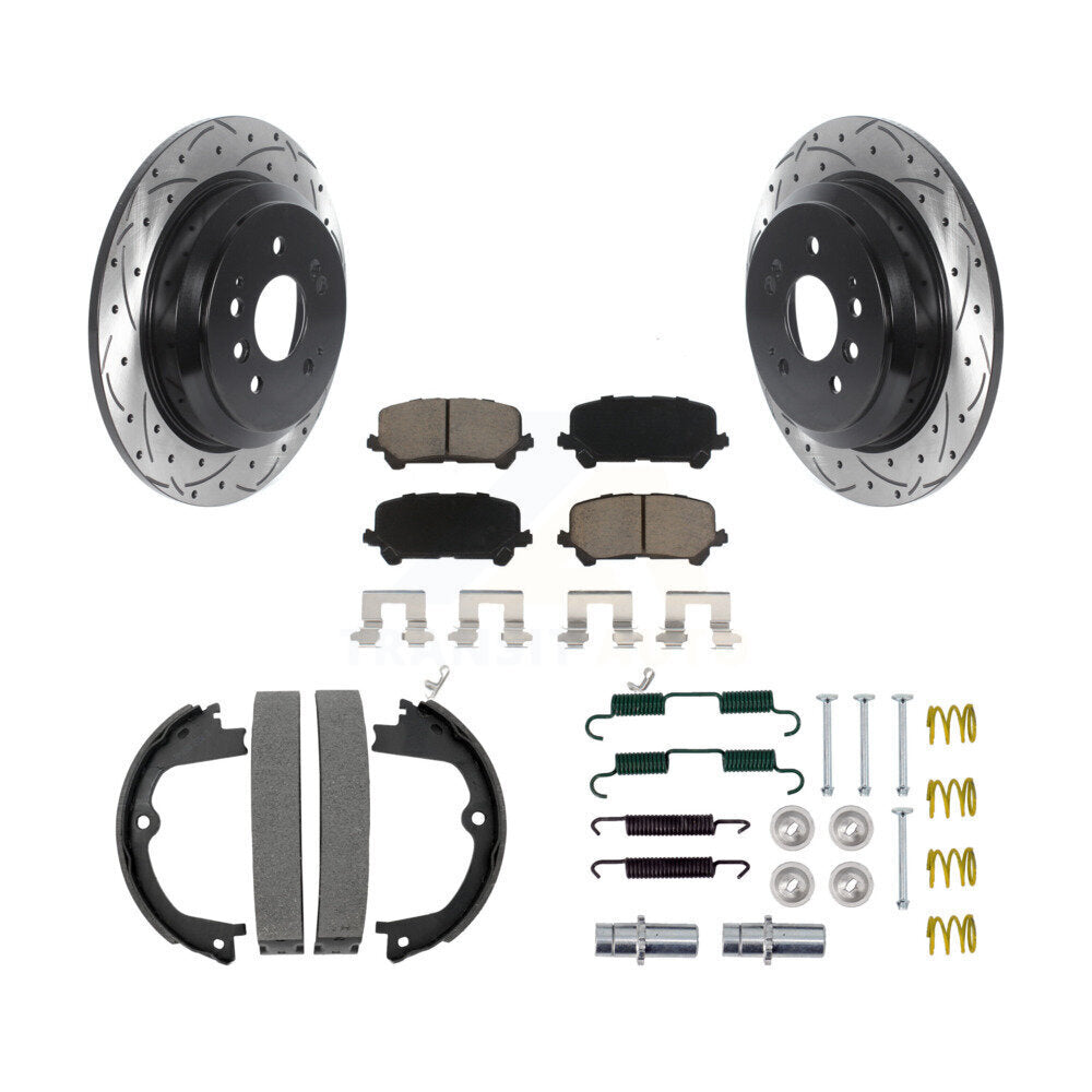 Disque arrière, Rotors percés et fendus, plaquettes en céramique, Kit de quincaillerie pour chaussures de stationnement pour