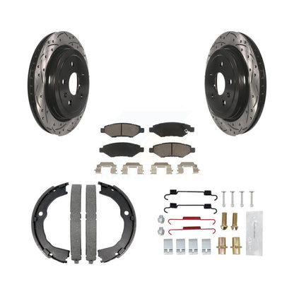 Disque arrière, Rotors percés et fendus, plaquettes en céramique, Kit de quincaillerie pour chaussures de stationnement pour