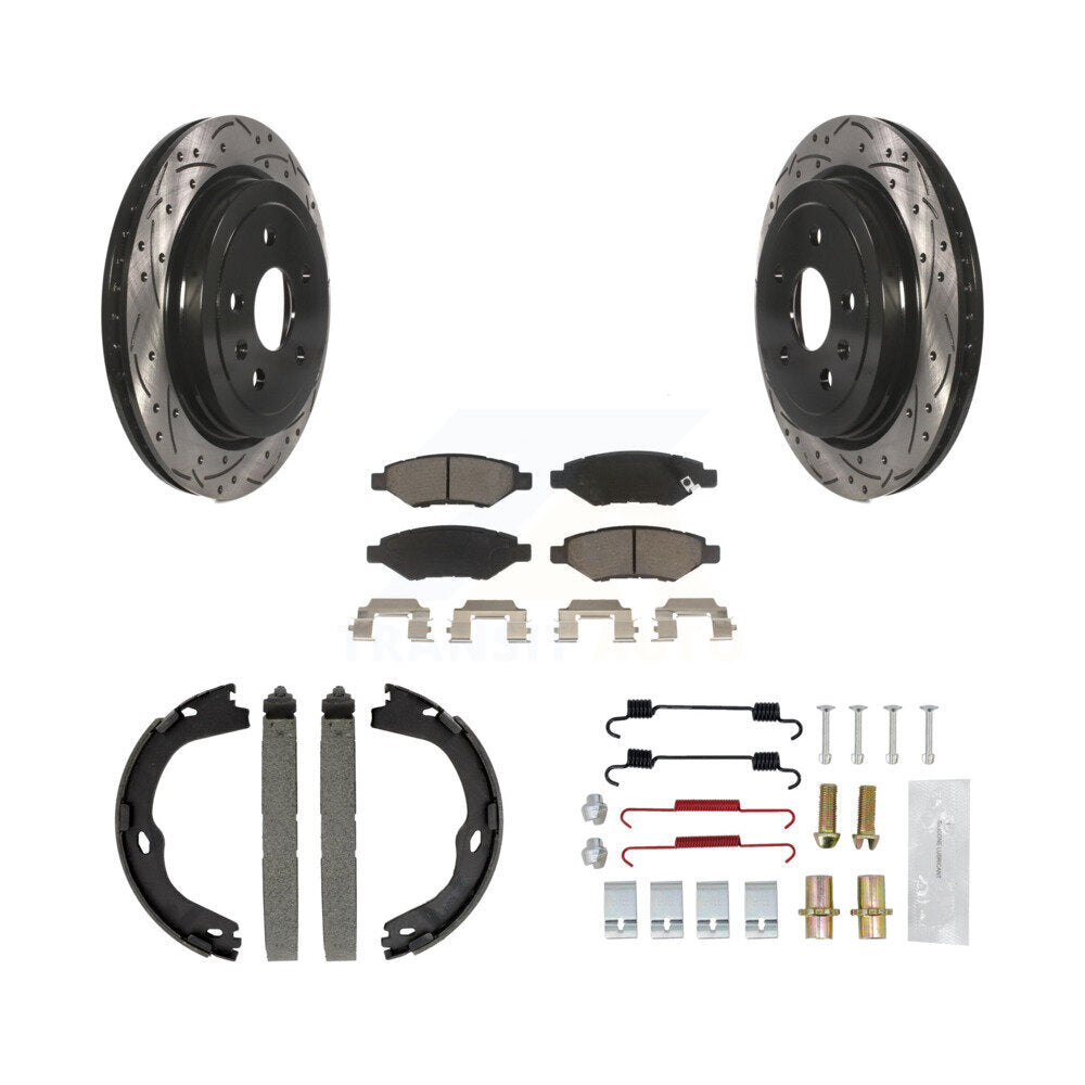 Disque arrière, Rotors percés et fendus, plaquettes en céramique, Kit de quincaillerie pour chaussures de stationnement pour