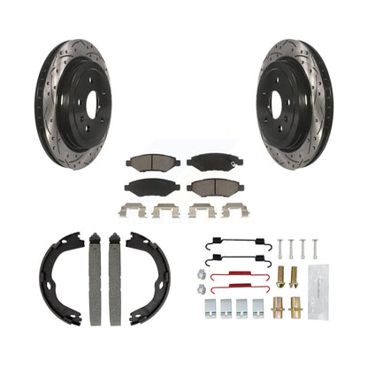 Disque arrière, Rotors percés et fendus, plaquettes en céramique, Kit de quincaillerie pour chaussures de stationnement pour