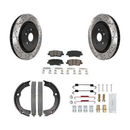 Disque arrière, Rotors percés et fendus, plaquettes en céramique, Kit de quincaillerie pour chaussures de stationnement pour