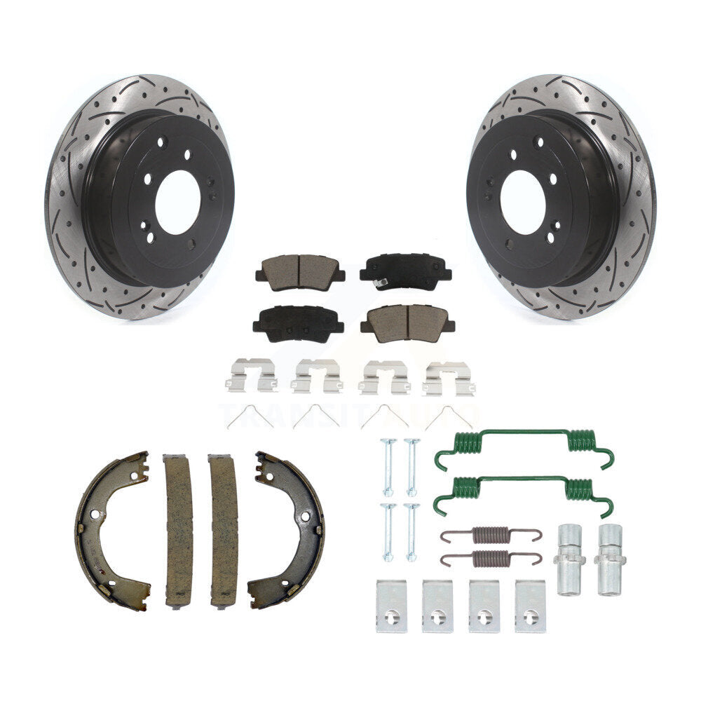Disque arrière, Rotors percés et fendus, plaquettes en céramique, Kit de quincaillerie pour chaussures de stationnement pour