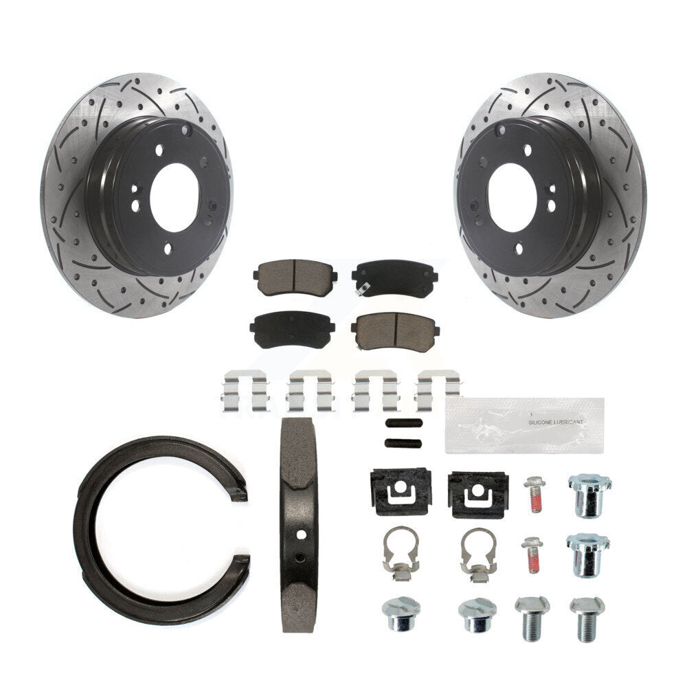 Disque arrière, Rotors percés et fendus, plaquettes en céramique, Kit de quincaillerie pour chaussures de stationnement pour