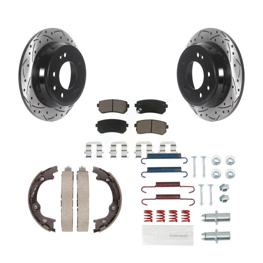 Disque arrière, Rotors percés et fendus, plaquettes en céramique, Kit de quincaillerie pour chaussures de stationnement pour