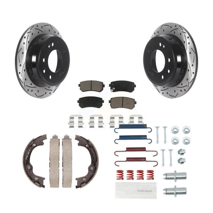 Disque arrière, Rotors percés et fendus, plaquettes en céramique, Kit de quincaillerie pour chaussures de stationnement pour