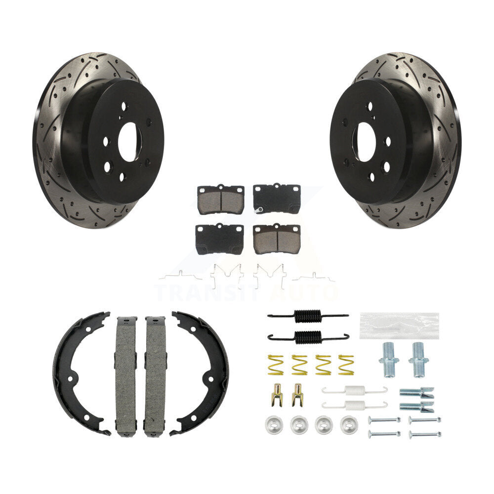 Disque arrière, Rotors percés et fendus, plaquettes en céramique, Kit de quincaillerie pour chaussures de stationnement pour