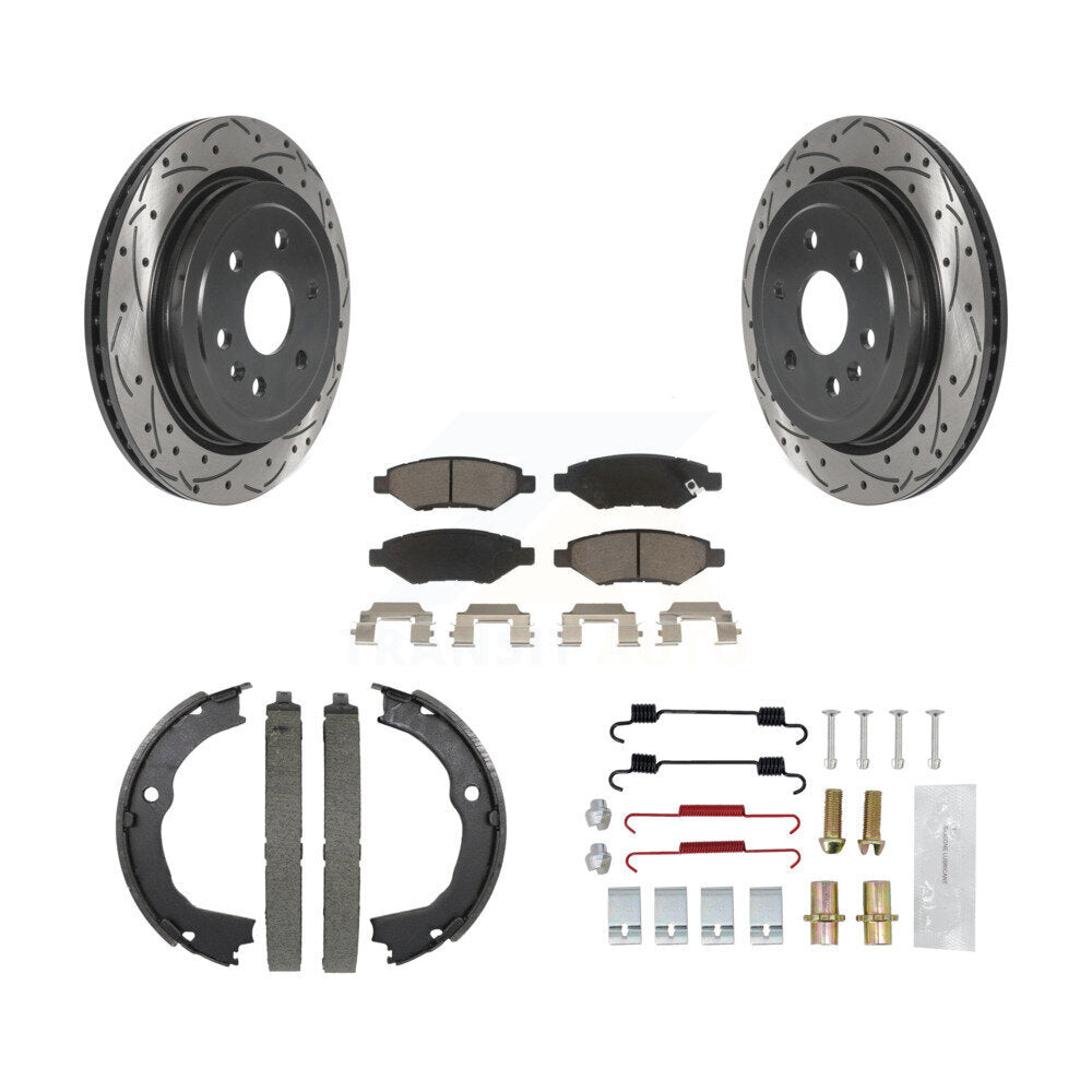 Disque arrière, Rotors percés et fendus, plaquettes en céramique, Kit de quincaillerie pour chaussures de stationnement pour
