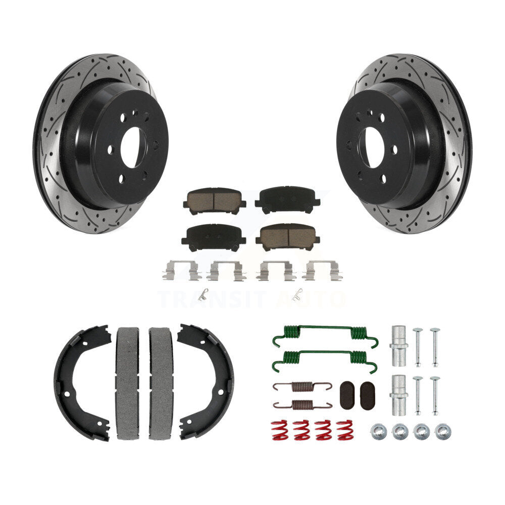 Disque arrière, Rotors percés et fendus, plaquettes en céramique, Kit de quincaillerie pour chaussures de stationnement pour
