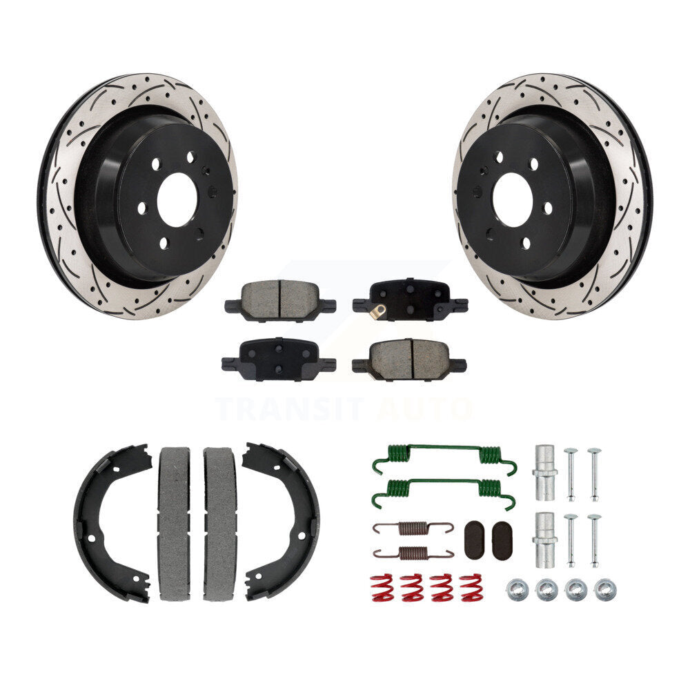 Disque arrière, Rotors percés et fendus, plaquettes en céramique, Kit de quincaillerie pour chaussures de stationnement pour