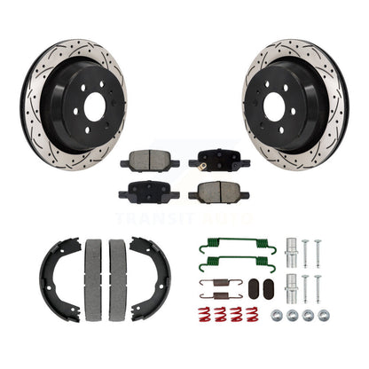 Disque arrière, Rotors percés et fendus, plaquettes en céramique, Kit de quincaillerie pour chaussures de stationnement pour