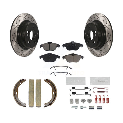 Disque arrière, Rotors percés et fendus, plaquettes en céramique, Kit de quincaillerie pour chaussures de stationnement pour