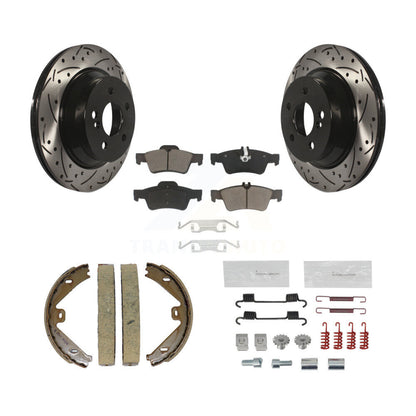 Disque arrière, Rotors percés et fendus, plaquettes en céramique, Kit de quincaillerie pour chaussures de stationnement pour