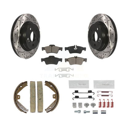Disque arrière, Rotors percés et fendus, plaquettes en céramique, Kit de quincaillerie pour chaussures de stationnement pour