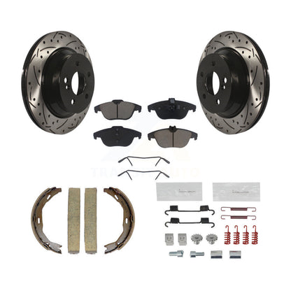 Disque arrière, Rotors percés et fendus, plaquettes en céramique, Kit de quincaillerie pour chaussures de stationnement pour