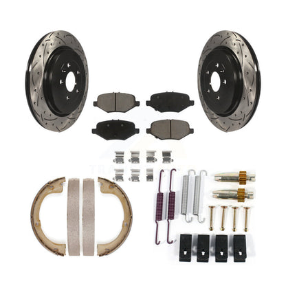 Disque arrière, Rotors percés et fendus, plaquettes en céramique, Kit de quincaillerie pour chaussures de stationnement pour