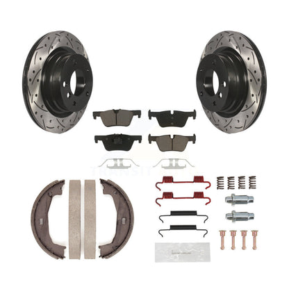 Disque arrière, Rotors percés et fendus, plaquettes en céramique, Kit de quincaillerie pour chaussures de stationnement pour