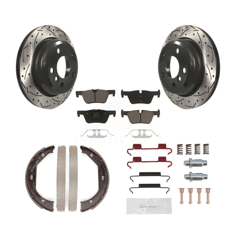 Disque arrière, Rotors percés et fendus, plaquettes en céramique, Kit de quincaillerie pour chaussures de stationnement pour