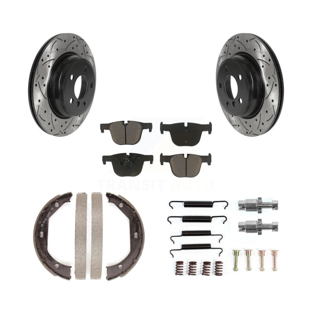 Disque arrière, Rotors percés et fendus, plaquettes en céramique, Kit de quincaillerie pour chaussures de stationnement pour