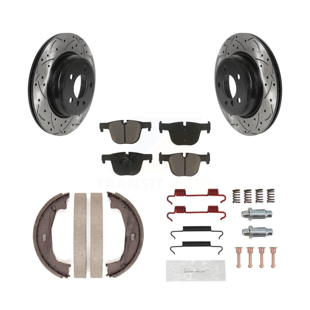 Disque arrière, Rotors percés et fendus, plaquettes en céramique, Kit de quincaillerie pour chaussures de stationnement pour