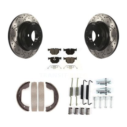 Disque arrière, Rotors percés et fendus, plaquettes en céramique, Kit de quincaillerie pour chaussures de stationnement pour