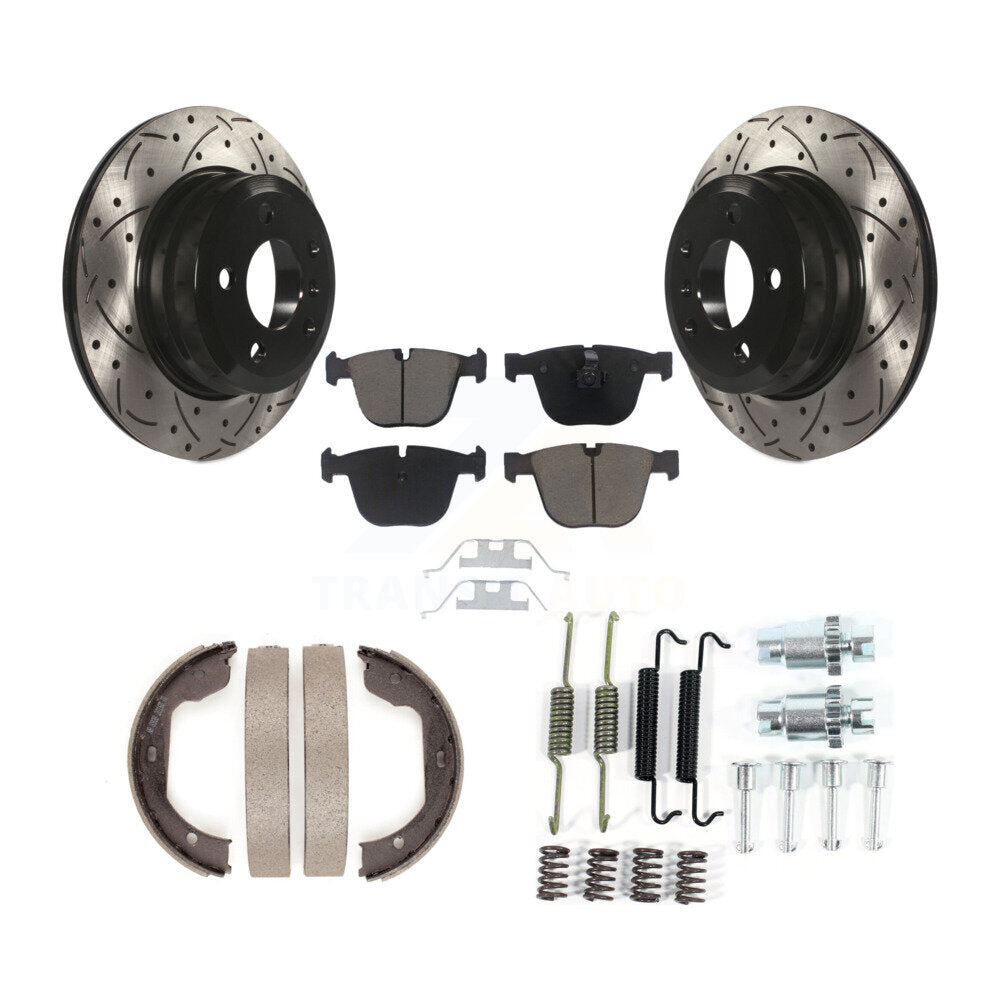 Disque arrière, Rotors percés et fendus, plaquettes en céramique, Kit de quincaillerie pour chaussures de stationnement pour