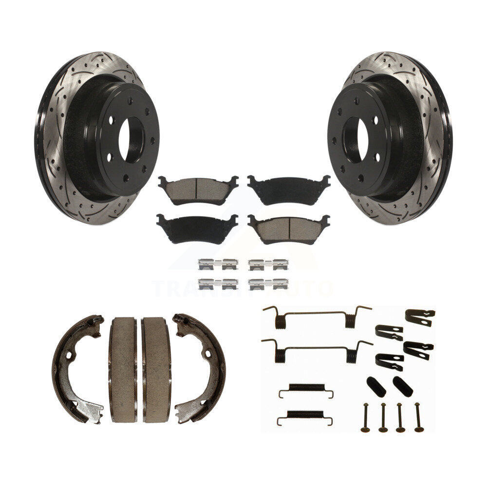Disque arrière, Rotors percés et fendus, plaquettes en céramique, Kit de quincaillerie pour chaussures de stationnement pour