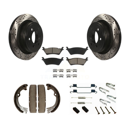 Disque arrière, Rotors percés et fendus, plaquettes en céramique, Kit de quincaillerie pour chaussures de stationnement pour