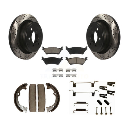 Disque arrière, Rotors percés et fendus, plaquettes en céramique, Kit de quincaillerie pour chaussures de stationnement pour