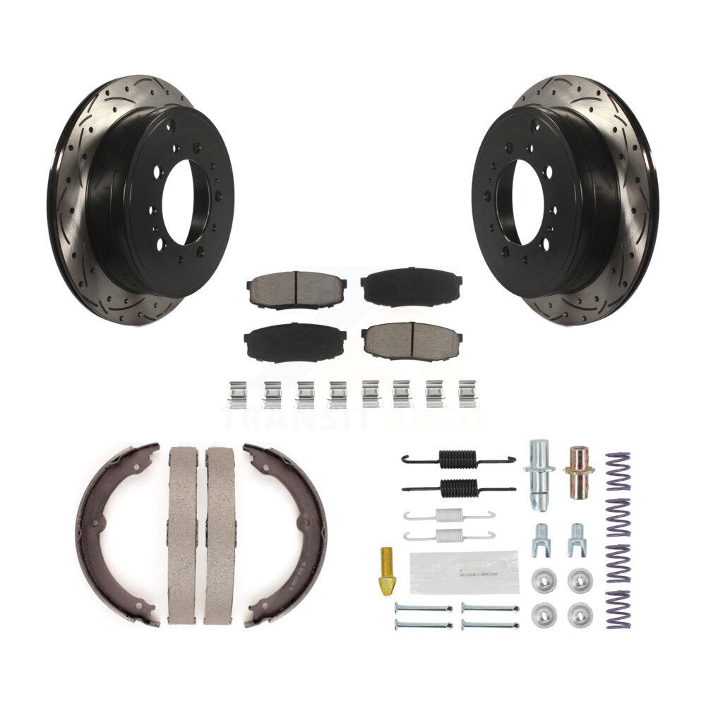 Disque arrière, Rotors percés et fendus, plaquettes en céramique, Kit de quincaillerie pour chaussures de stationnement pour