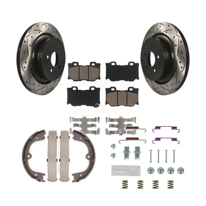 Disque arrière, Rotors percés et fendus, plaquettes en céramique, Kit de quincaillerie pour chaussures de stationnement pour