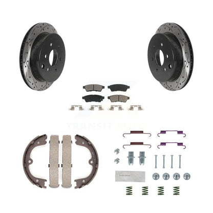 Disque arrière, Rotors percés et fendus, plaquettes en céramique, Kit de quincaillerie pour chaussures de stationnement pour