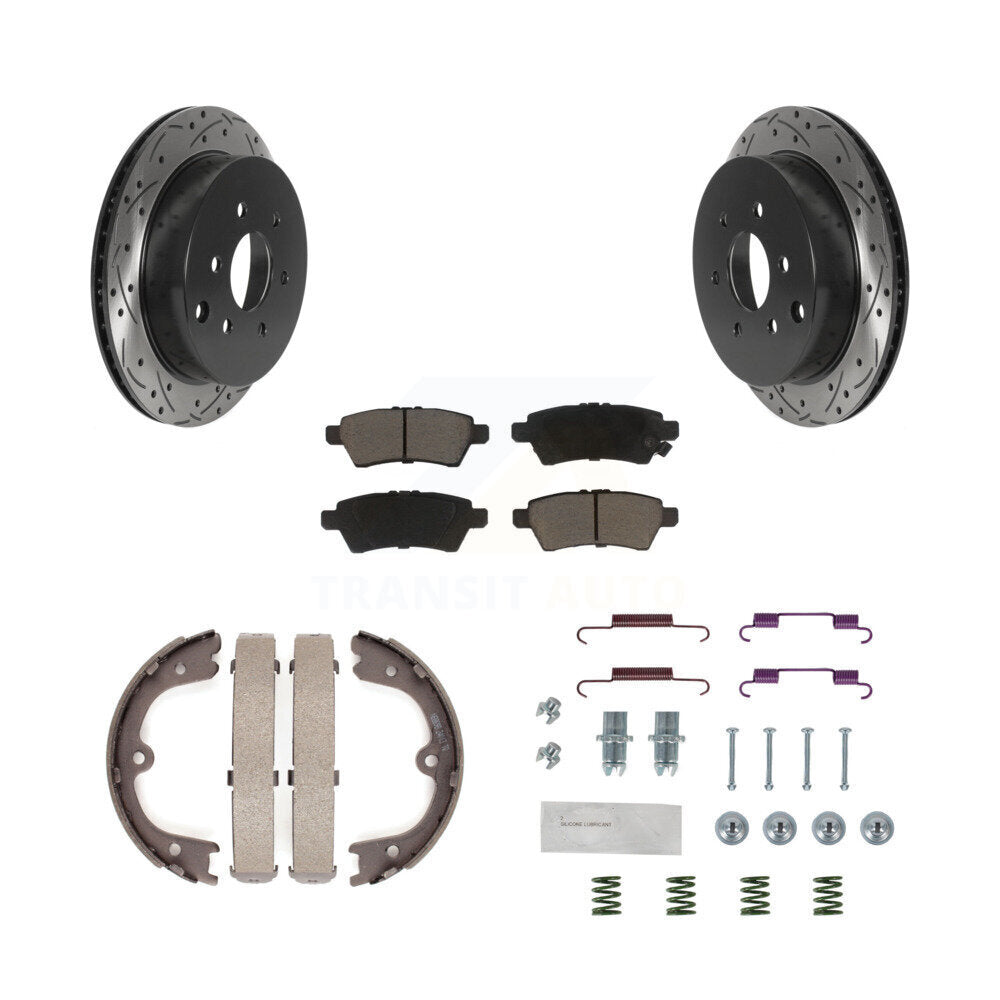 Disque arrière, Rotors percés et fendus, plaquettes en céramique, Kit de quincaillerie pour chaussures de stationnement pour