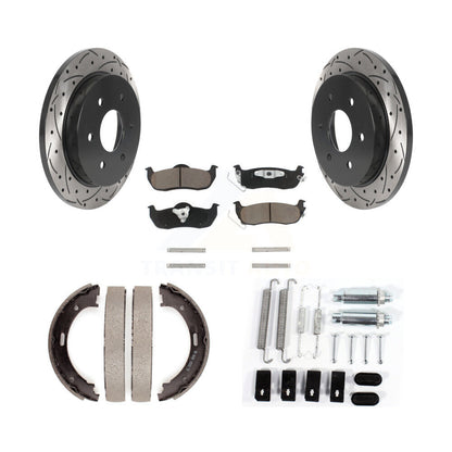 Disque arrière, Rotors percés et fendus, plaquettes en céramique, Kit de quincaillerie pour chaussures de stationnement pour