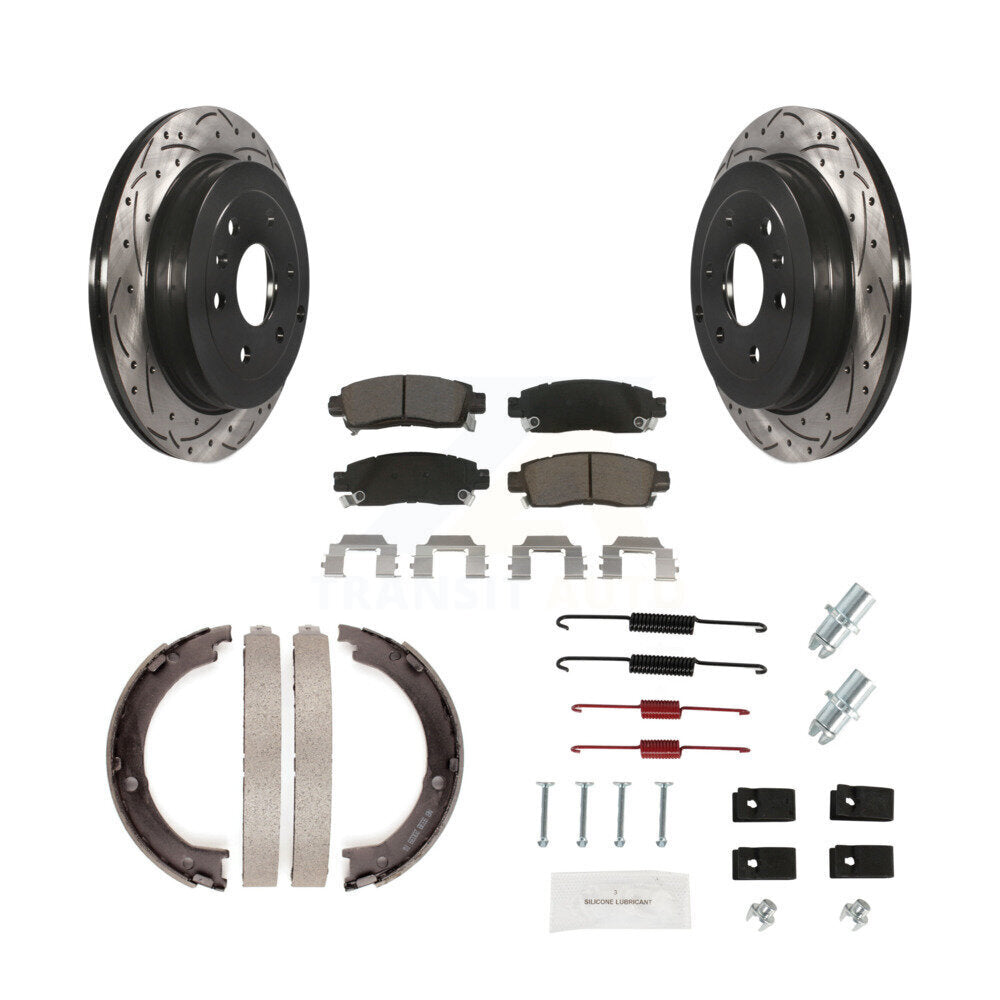 Disque arrière, Rotors percés et fendus, plaquettes en céramique, Kit de quincaillerie pour chaussures de stationnement pour