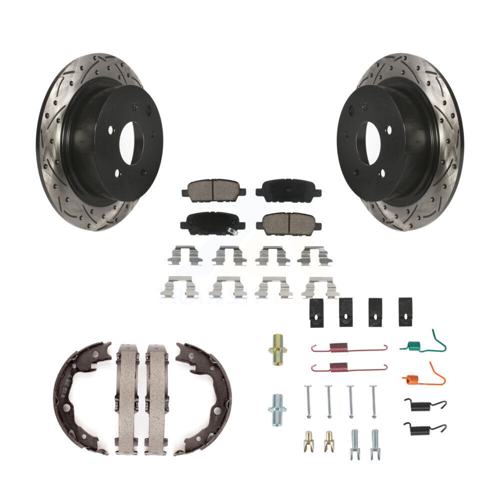 Disque arrière, Rotors percés et fendus, plaquettes en céramique, Kit de quincaillerie pour chaussures de stationnement pour