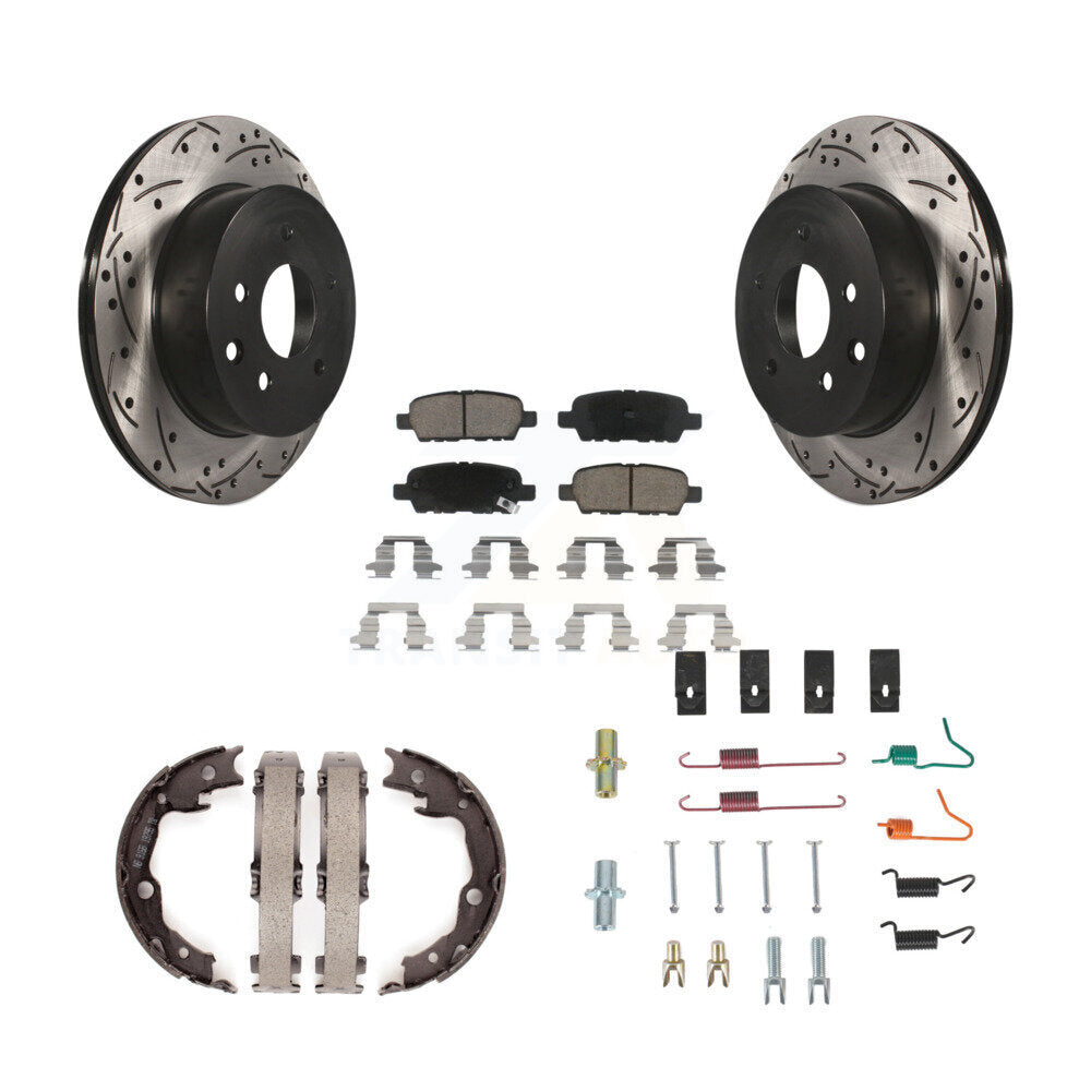 Disque arrière, Rotors percés et fendus, plaquettes en céramique, Kit de quincaillerie pour chaussures de stationnement pour