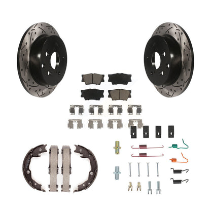 Disque arrière, Rotors percés et fendus, plaquettes en céramique, Kit de quincaillerie pour chaussures de stationnement pour