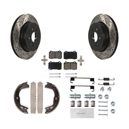 Disque arrière, Rotors percés et fendus, plaquettes en céramique, Kit de quincaillerie pour chaussures de stationnement pour