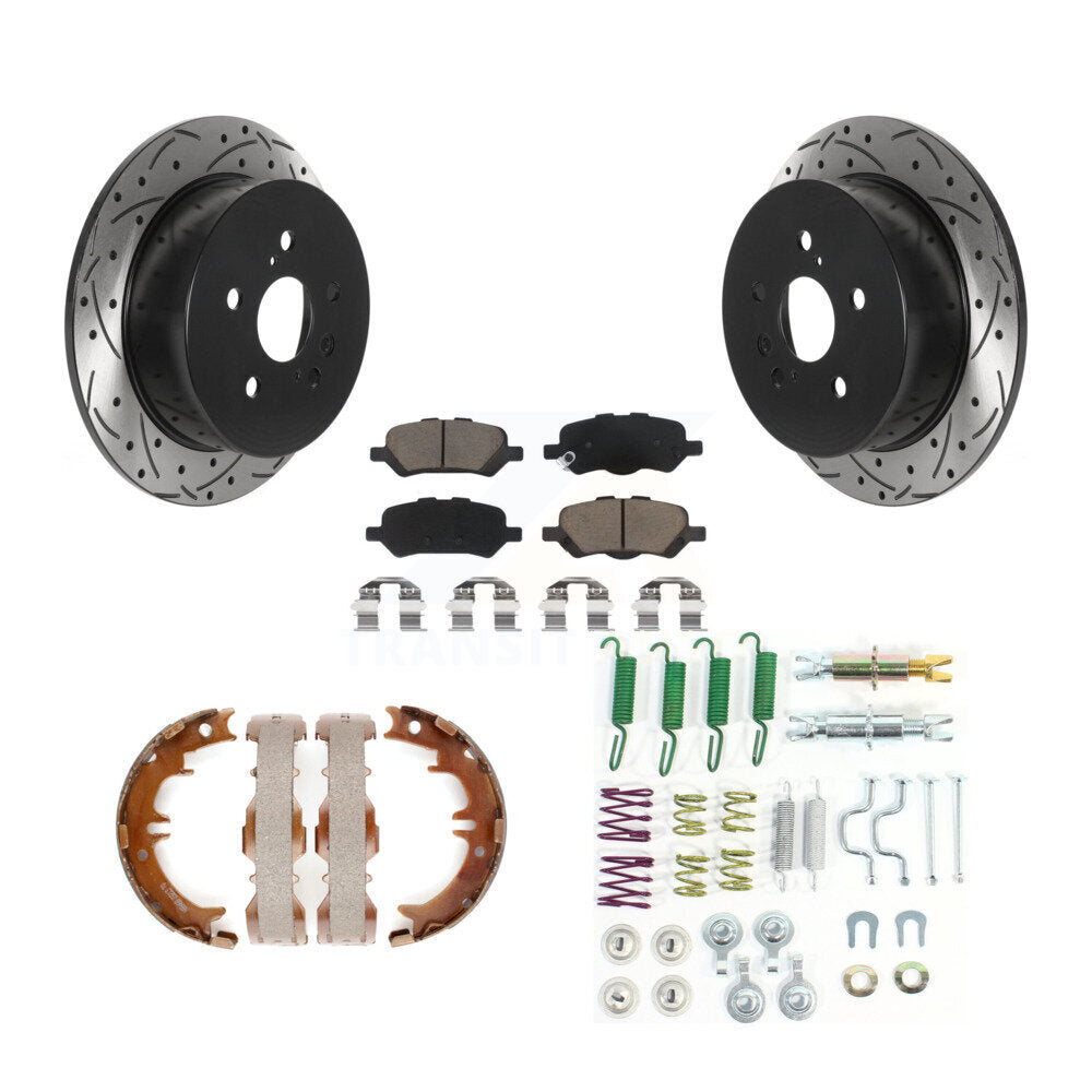 Disque arrière, Rotors percés et fendus, plaquettes en céramique, Kit de quincaillerie pour chaussures de stationnement pour