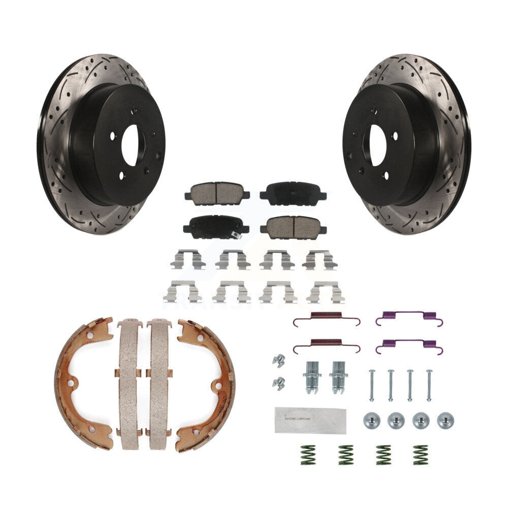 Disque arrière, Rotors percés et fendus, plaquettes en céramique, Kit de quincaillerie pour chaussures de stationnement pour