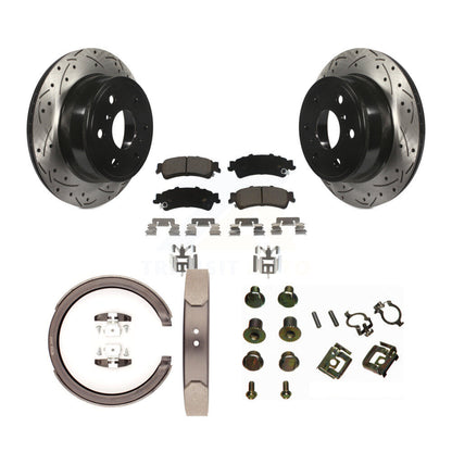 Disque arrière, Rotors percés et fendus, plaquettes en céramique, Kit de quincaillerie pour chaussures de stationnement pour