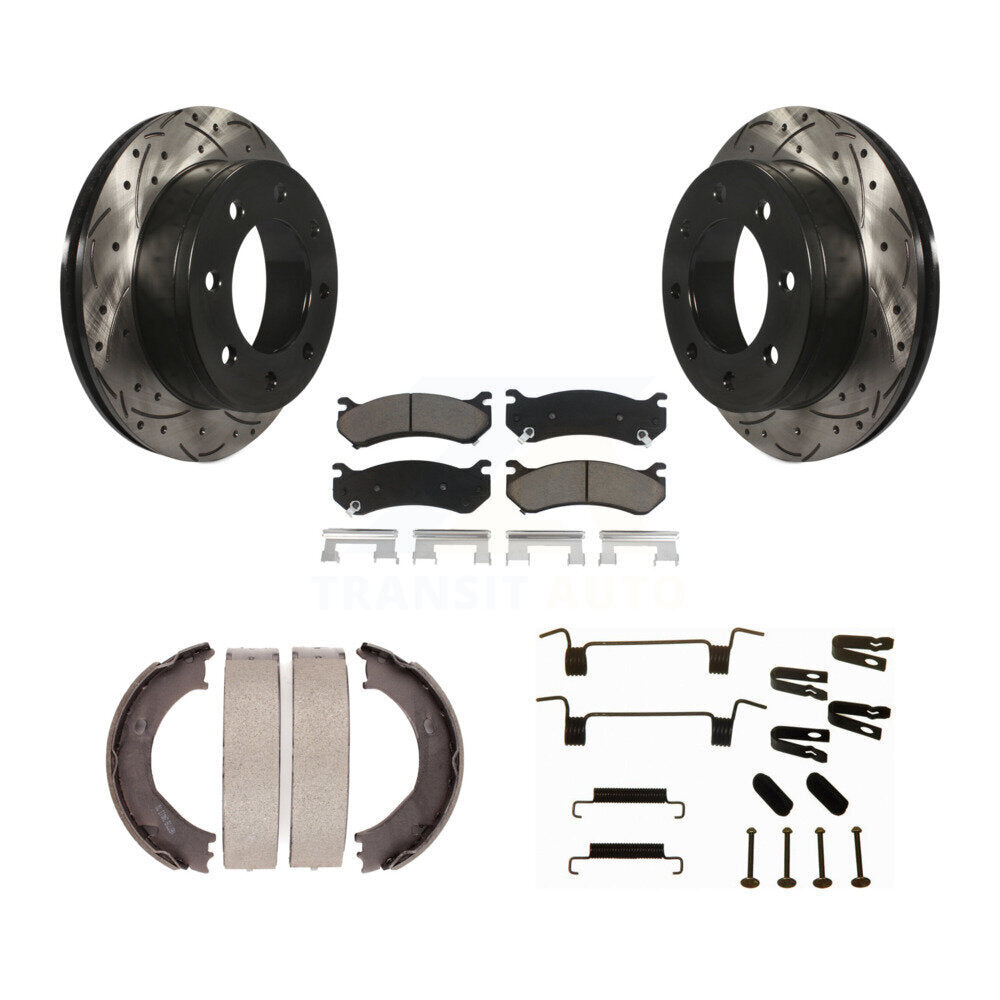 Disque arrière, Rotors percés et fendus, plaquettes en céramique, Kit de quincaillerie pour chaussures de stationnement pour