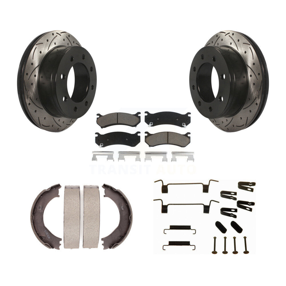 Disque arrière, Rotors percés et fendus, plaquettes en céramique, Kit de quincaillerie pour chaussures de stationnement pour
