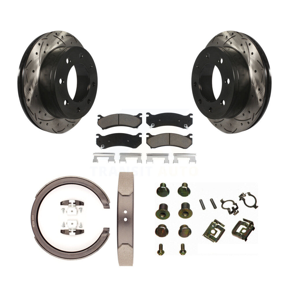 Disque arrière, Rotors percés et fendus, plaquettes en céramique, Kit de quincaillerie pour chaussures de stationnement pour