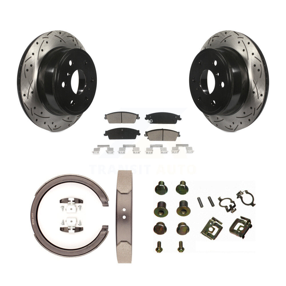 Disque arrière, Rotors percés et fendus, plaquettes en céramique, Kit de quincaillerie pour chaussures de stationnement pour