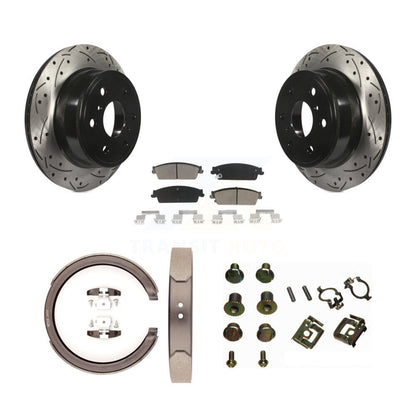 Disque arrière, Rotors percés et fendus, plaquettes en céramique, Kit de quincaillerie pour chaussures de stationnement pour