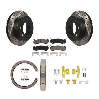 Disque arrière, Rotors percés et fendus, plaquettes en céramique, Kit de quincaillerie pour chaussures de stationnement pour