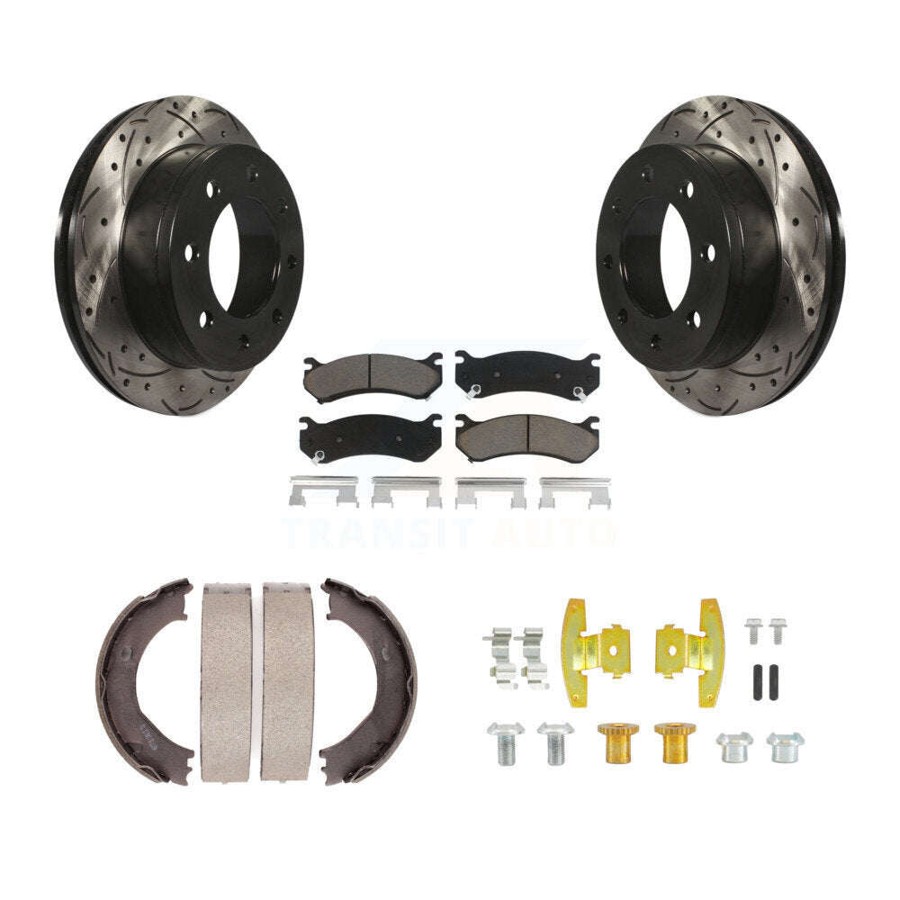 Disque arrière, Rotors percés et fendus, plaquettes en céramique, Kit de quincaillerie pour chaussures de stationnement pour